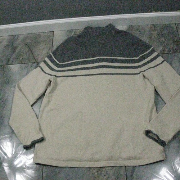 Eddie Bauer Gray/Cream Men's Partial Zip Front Sweater Size TXL - Picture 6 of 6